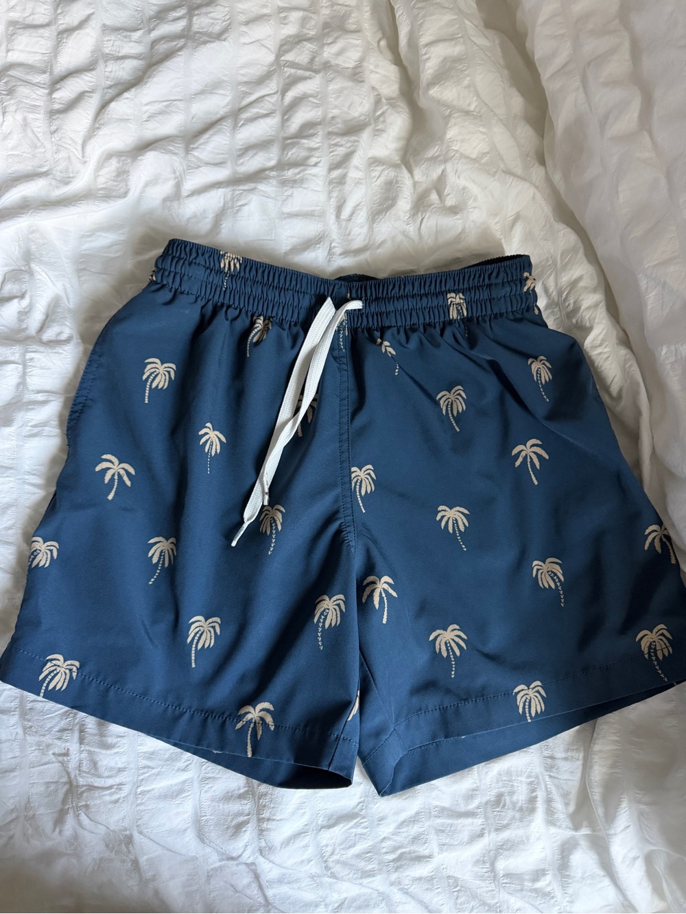 chubbies Navy Swim Shorts with Cream Palm Print